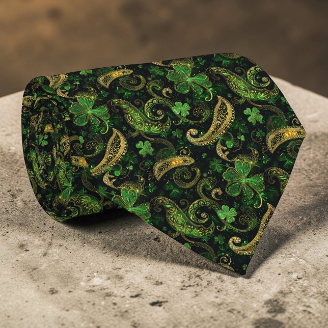 Cravate St. Patrick's Day Green Clover Custom Necktie (Créateur téléchargé)