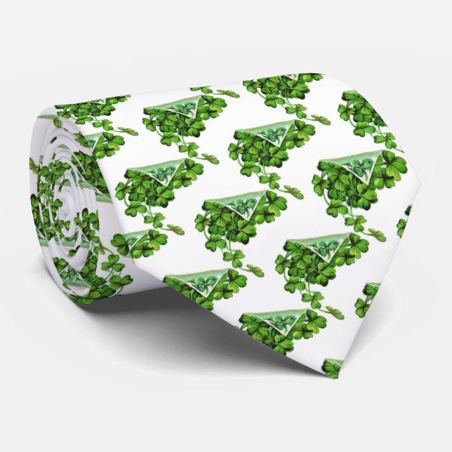 CRAVATE ST PATRICK'S DAY PARTY /SHAMROCKS ET HORSESHOE TI (Roulé)