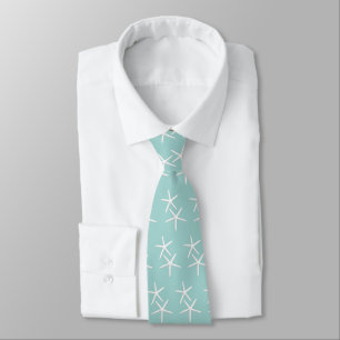 Cravate Starfish Pattern Seafoam Green Beach Groom