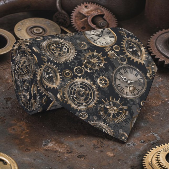 Cravate Steampunk Clocks Custom Necktie Tie (Créateur téléchargé)