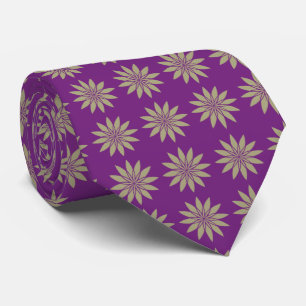 Cravate Stellar Geometric Floral Violet & Khaki Two-Sided