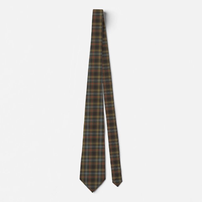 Cravate Stewart Chasse Patiné Tartan Plaid Motif (Devant)