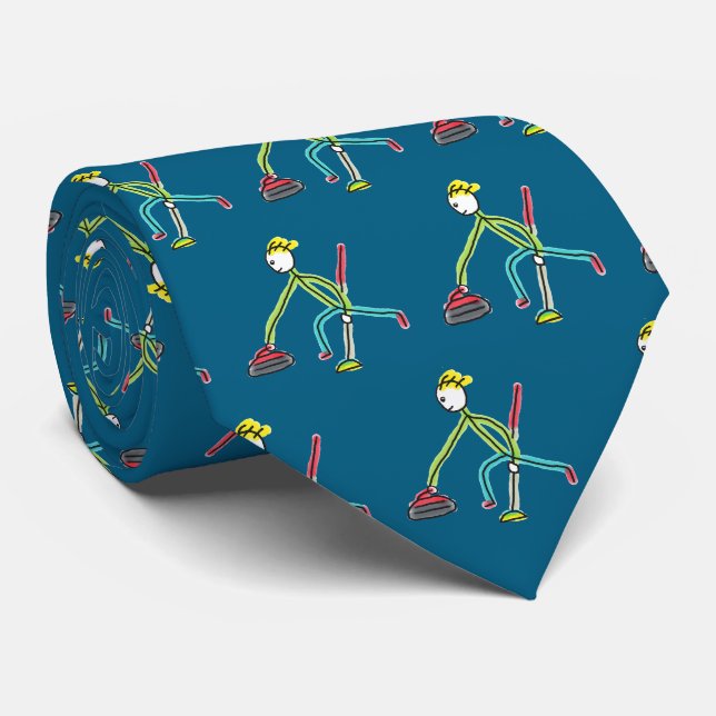 Cravate Stickman de curling (Roulé)