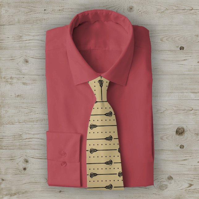 Cravate Sticks noirs de crosse d'or et Motif de lignes poi (Créateur téléchargé)