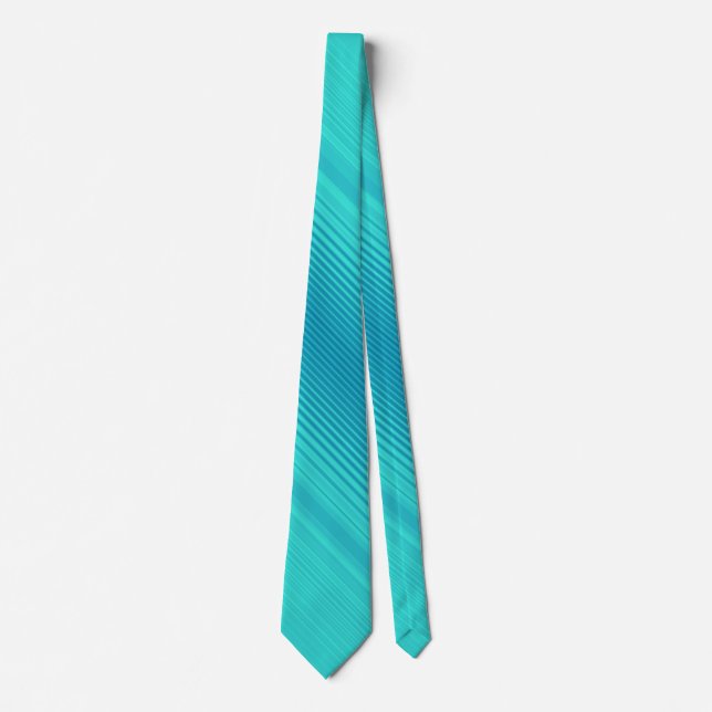 Cravate Stripes - Aqua Turquoise Cyan Blue (Devant)