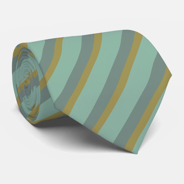 Cravate Stripes - Argent Turquoise Or (Roulé)