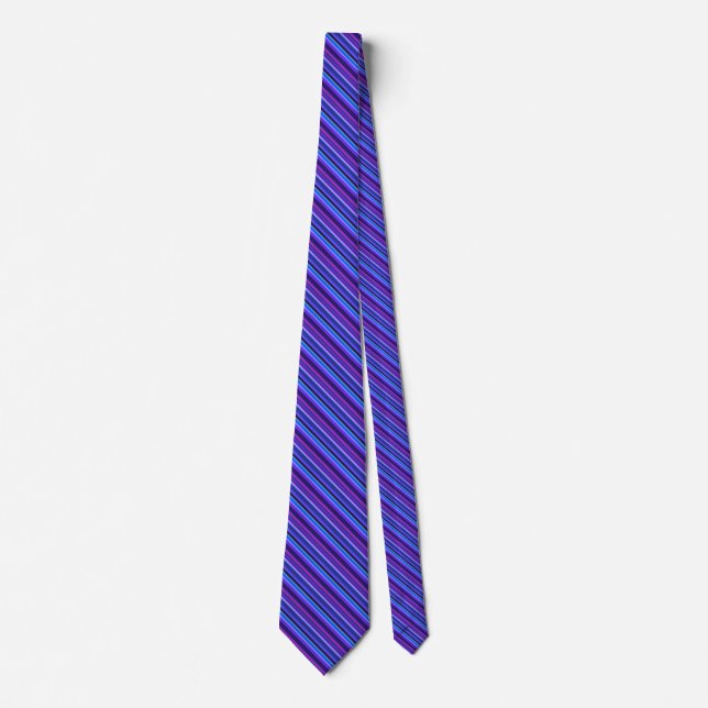 Cravate stripes en bleu et purple (Devant)