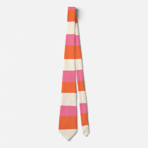 Cravate Stripes inégales - rose, orange et crème