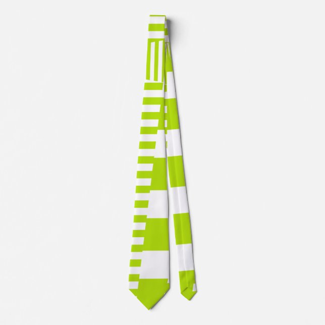 Cravate Stripes sur bandes - Lime vert et blanc (Devant)