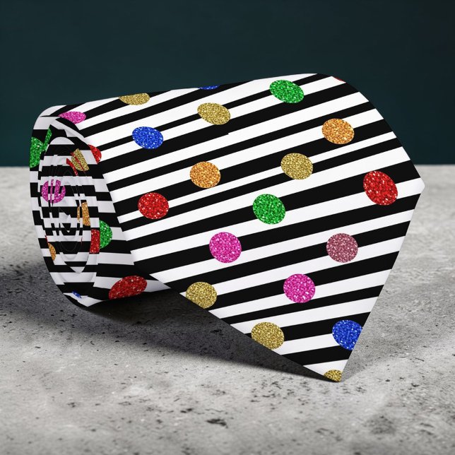 Cravate Stripes with Colorful Circles Necktie (Créateur téléchargé)