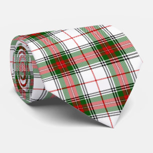 Cravate Stuart / Stewart tartan blanc rouge vert plaid