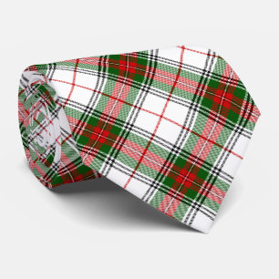 Cravate Stuart / Stewart tartan blanc rouge vert plaid