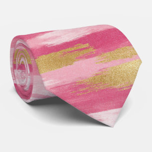 Cravate style brosse rose or