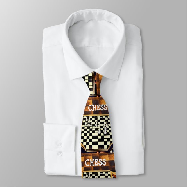 CRAVATE  STYLE DE PLATINEAU D'ÉCHECS (Attaché)