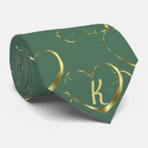 Style Gold Heart Monogramme Vert Valentine Love