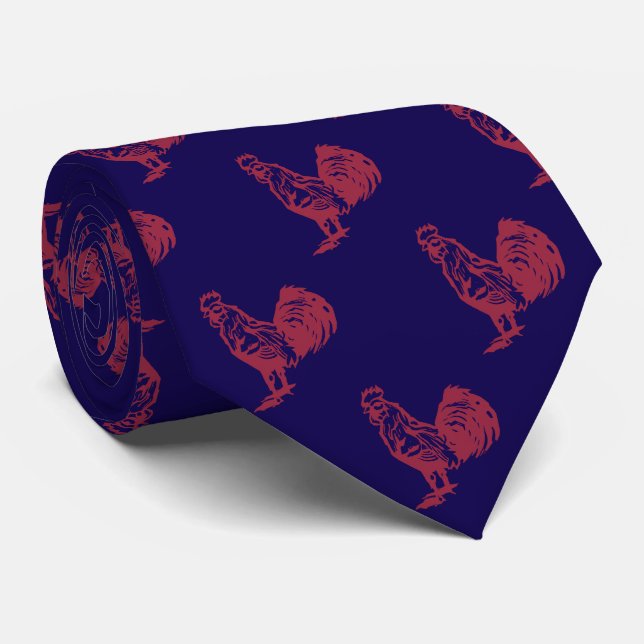 Cravate Style lettrepress Rouge Coq (Roulé)