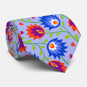 Cravate Style mexicain coloré motif floral élégant gras