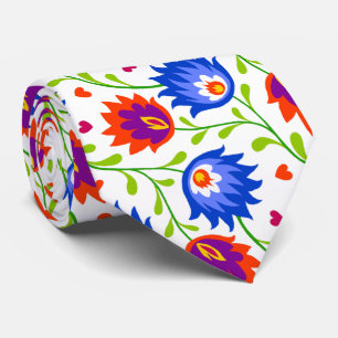 Cravate Style mexicain coloré motif floral élégant gras