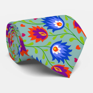Cravate Style mexicain coloré motif floral élégant gras