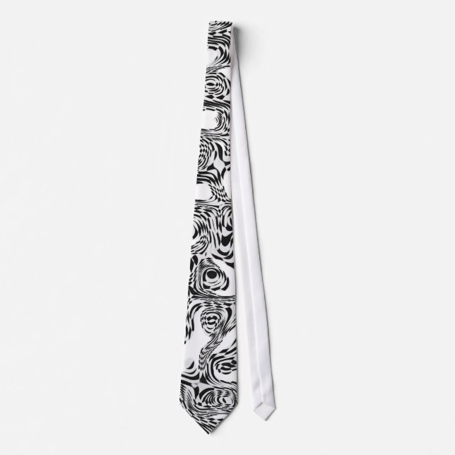 Cravate Style Noir & Blanc Serpent Tordu 2 Imprimé (Devant)