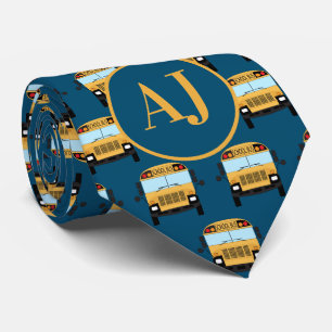 Cravate Stylish Dark Blue Monogrammed Conducteur de bus sc