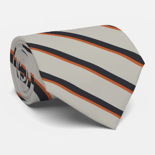 Cravate Stylish Silver Gray Navy Orange Red Stripe Pattern