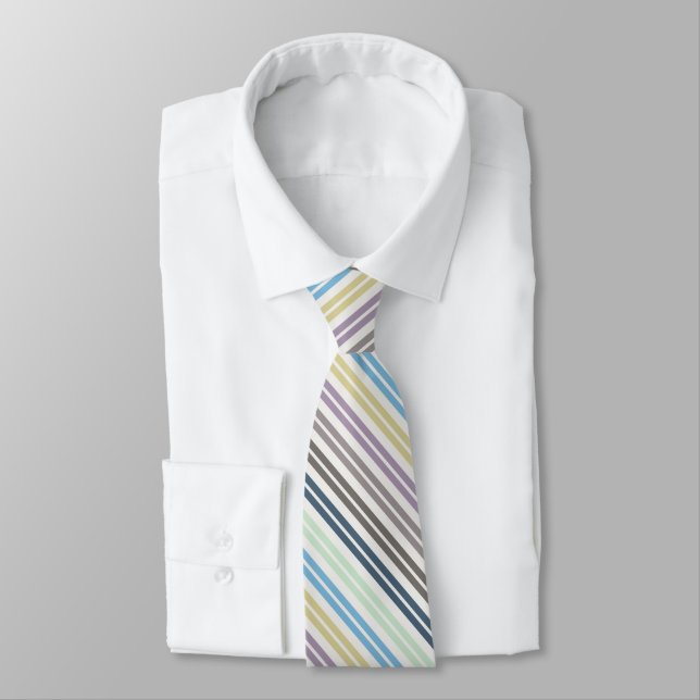 Cravate Stylo-plume Pastel Bandes rayées sur fond blanc nu (Attaché)