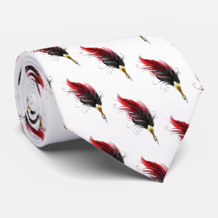 Cravate Stylo rouge en plumes avec nib or