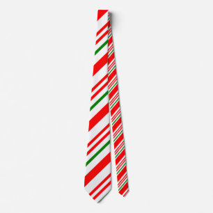 Cravate Sucre de canne rouge vert blanc Motif de Noël