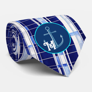 Cravate Summer Navy Blue Boat Collection de rayures modern