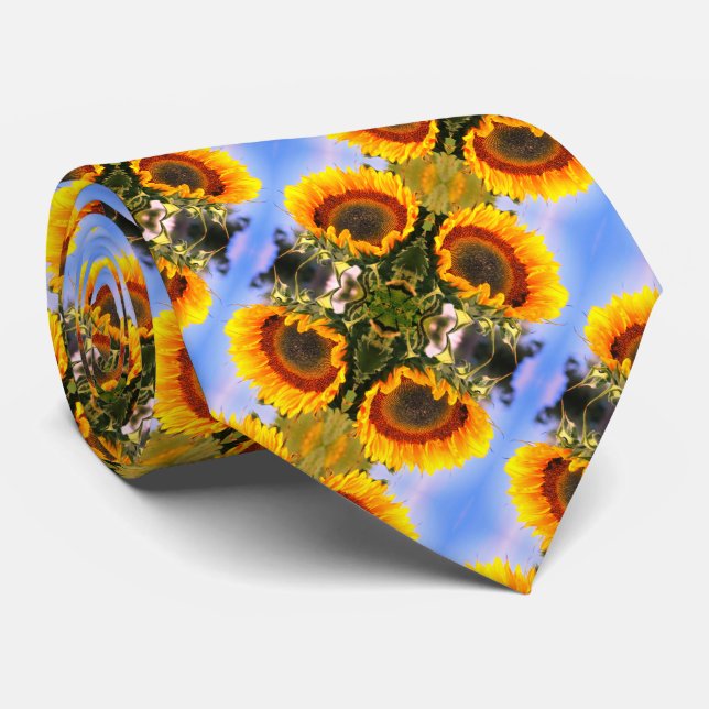 Cravate Sunflower In Sunshine Motif d'art Abstrait (Roulé)