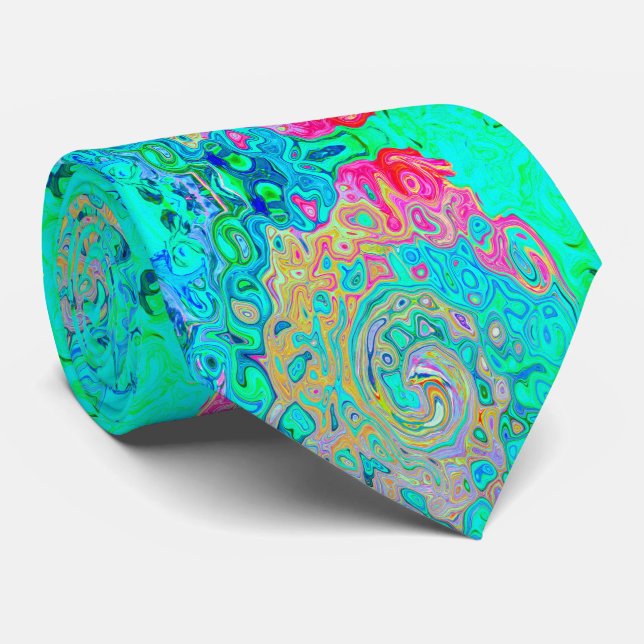 Cravate Super Abstrait Rainbow Liquid Swirl (Roulé)