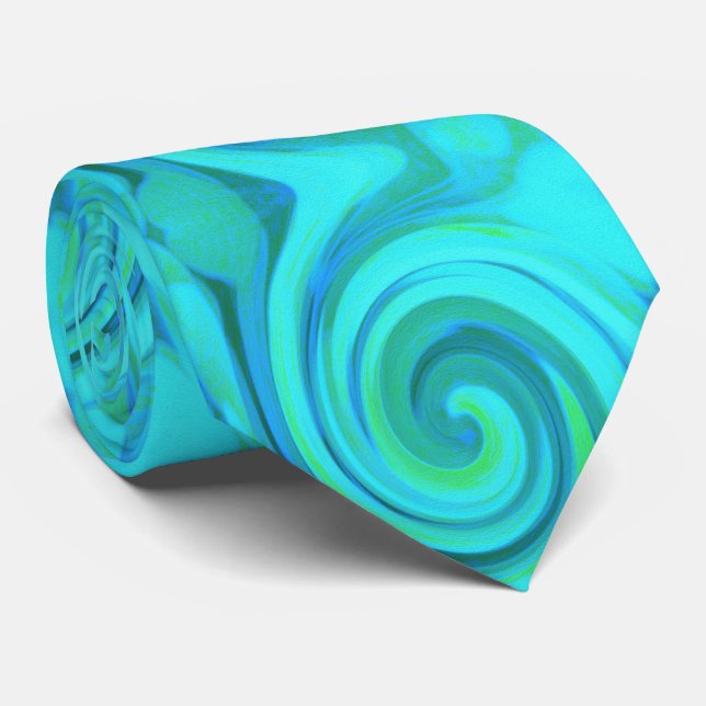Cravate Super Cool Abstrait Aqua Liquid Art Swirl (Roulé)