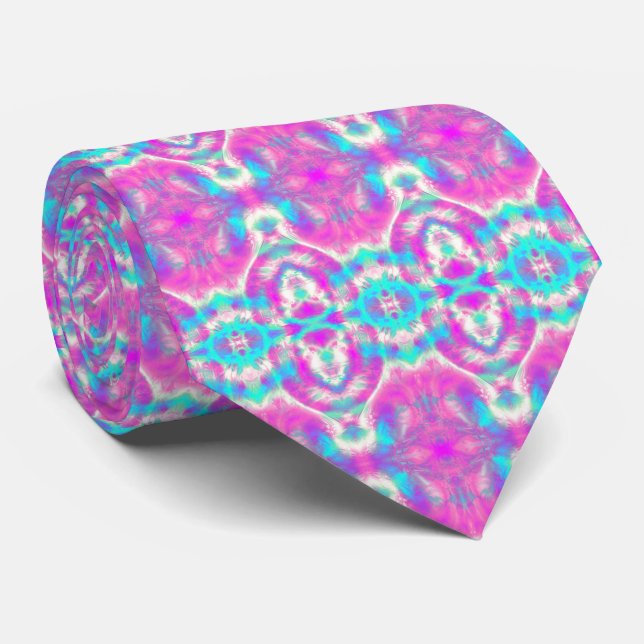 Cravate Super Cool rose et bleu Motif Abstrait (Roulé)