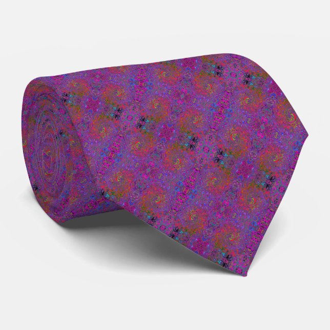 Cravate Super psychédélique Magenta Retro Liquide Swirl (Roulé)