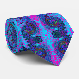 Cravate Super Retro Blue et Purple Swirl Abstrait