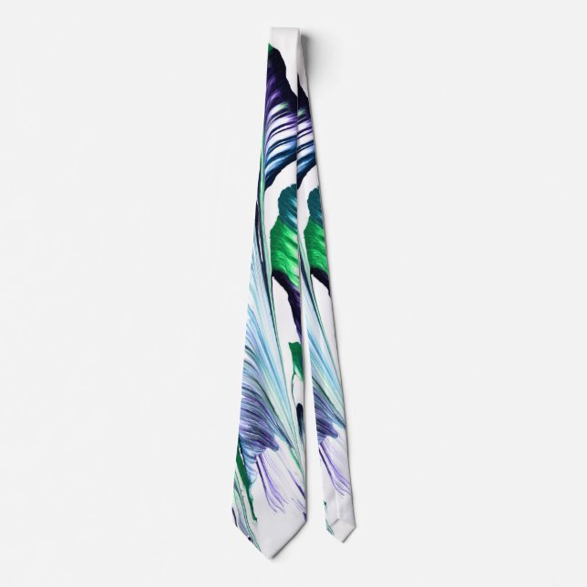 Cravate Supprime-douleur 1 Fleur Violette Verte Abstraite  (Devant)