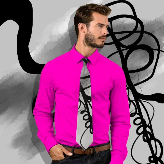 Cravate Sur la grille : gris Abstrait, noir et blanc (Créateur téléchargé)