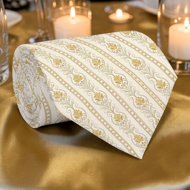 Cravate sur mesure en damas doré élégant (Créateur téléchargé)