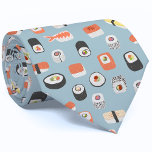 Cravate Sushi<br><div class="desc">Un délicieux sushi japonais nigiri maki roll design d'art alimentaire japonais sur un arrière - plan bleu oeuf de robin. Parfait pour votre gourmet,  chef ou gourmet préféré.</div>