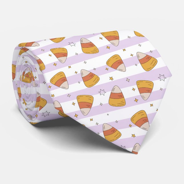 Cravate Sweet Candy Corn & Stars Halloween Motif (Roulé)