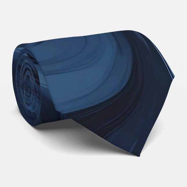 Cravate Swirls en Blue and Black (Roulé)