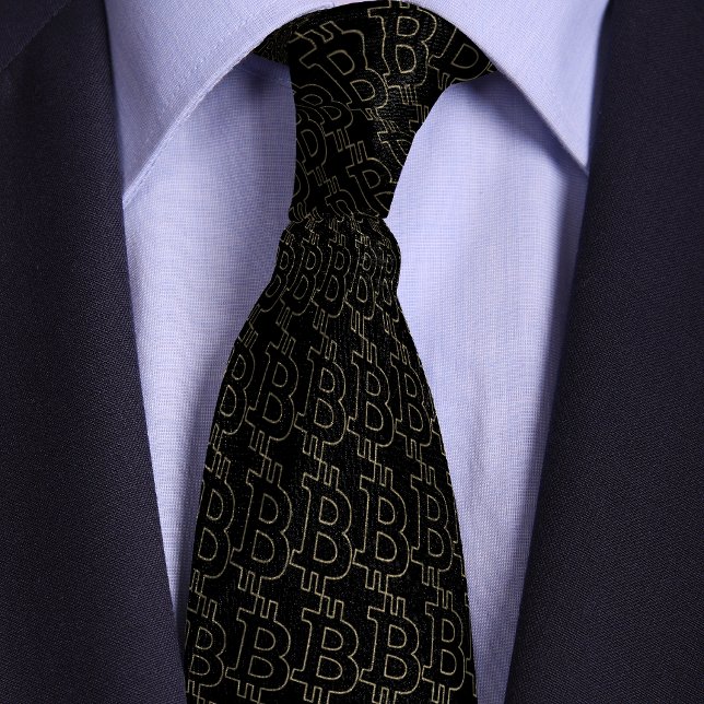 Cravate Symbole Bitcoin noir Motif en ligne (Créateur téléchargé)