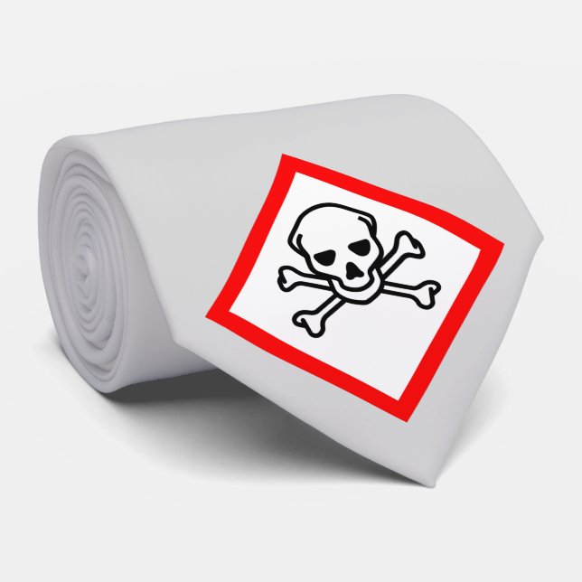 Cravate Symbole de danger Crâne et os (Roulé)