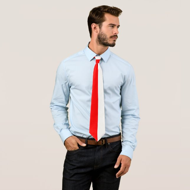 Cravate Symbole du drapeau de la Pologne rouge blanc (En situation)