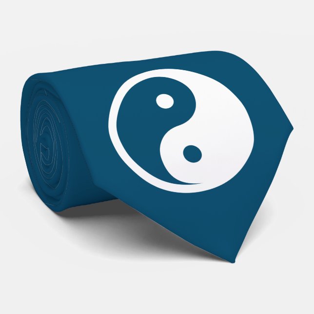 Cravate Symbole Yin Yang - dessin de tatouage solide 2 (Roulé)