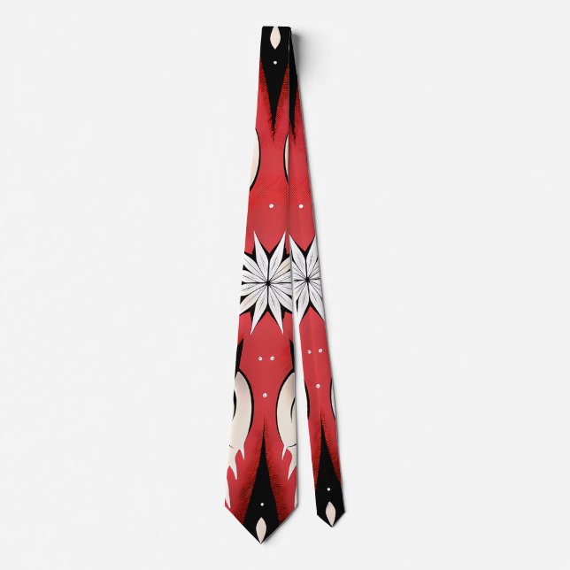 Cravate Symmetrical Abstract Motif in Red and Black (Devant)