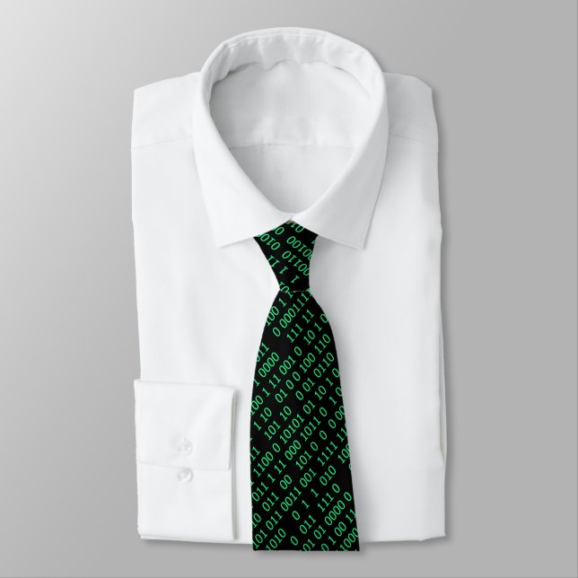 Cravate Système numérique binaire vert (Attaché)