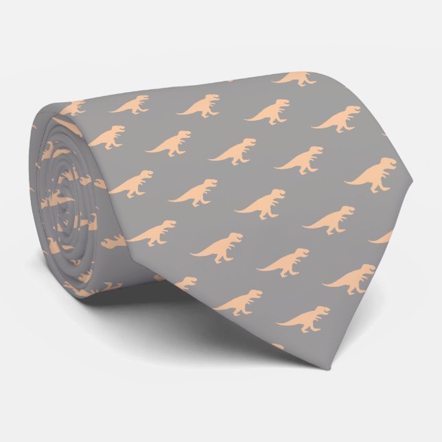 Cravate T-Rex Tyranosaurus King Dinosaur Elégant Beige (Roulé)