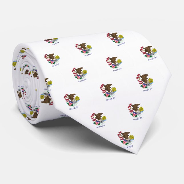 Cravate T-shirt à motif du drapeau de l'Illinois (Roulé)